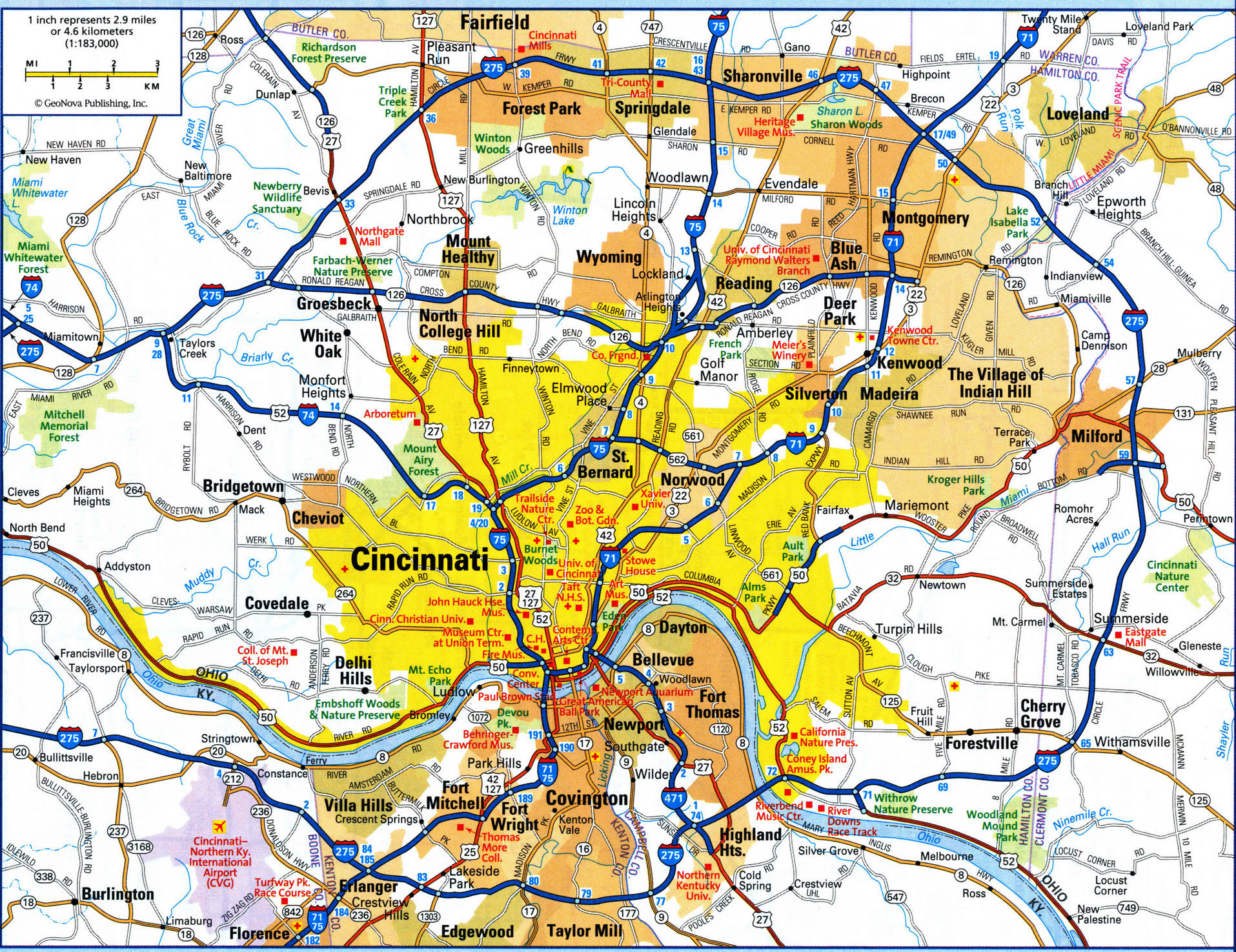 map of Cincinnati city. Detailed updated map of all roads in Cincinnati and the suburbs map of Cincinnati city. Detailed updated map of all roads in Cincinnati and the suburbs