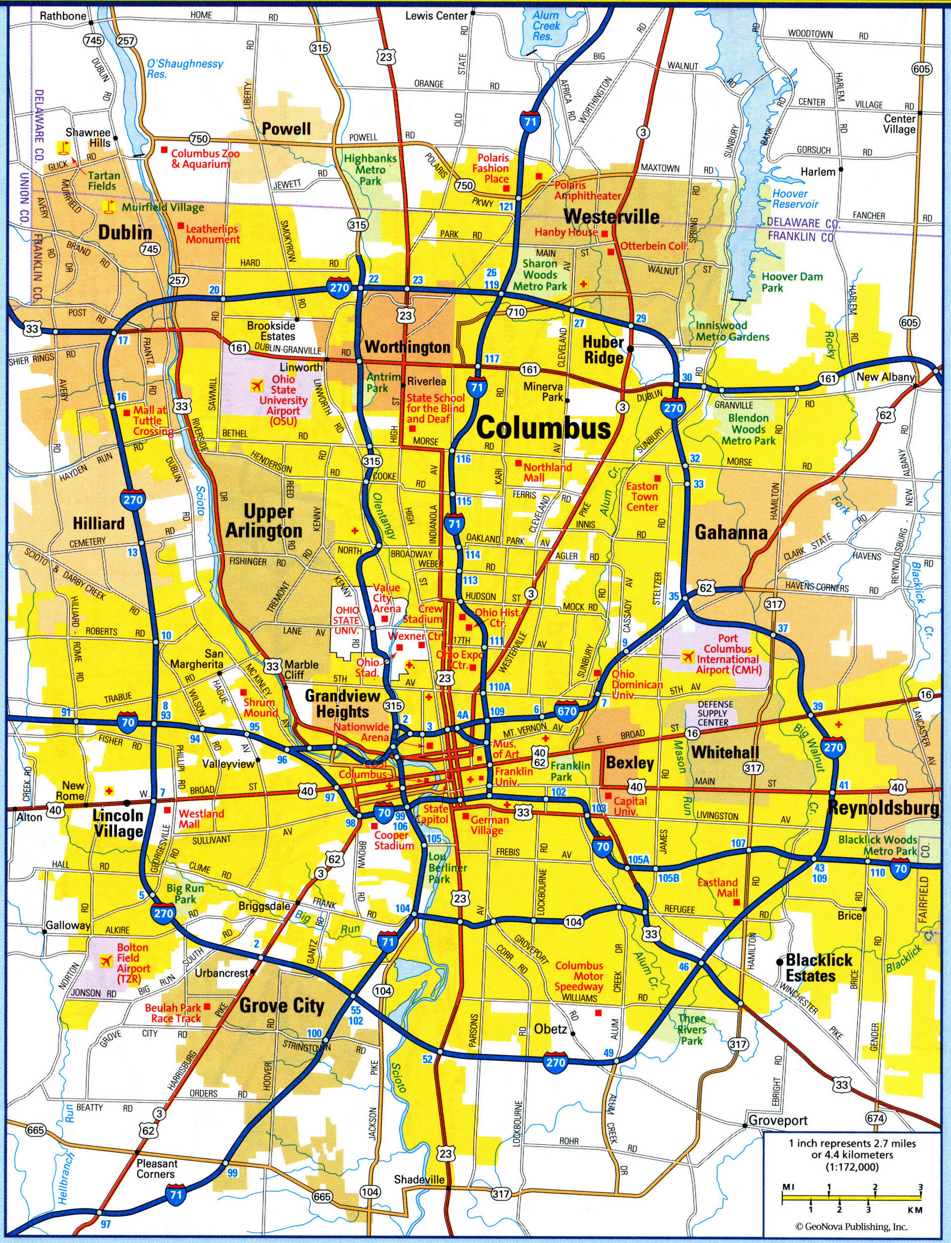 Map of Columbus city