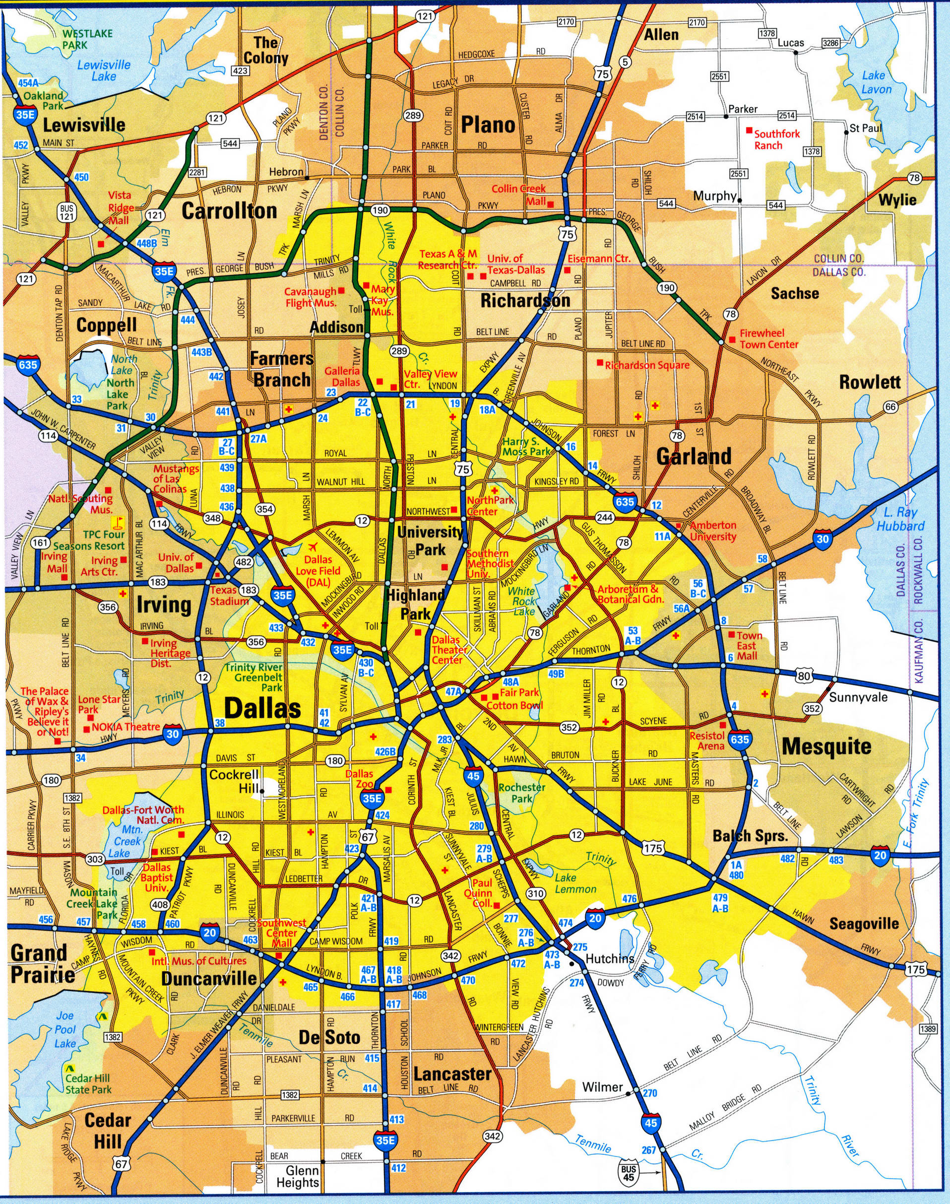 map of Dallas city. Detailed updated map of all roads in Dallas and the suburbs map of Dallas city. Detailed updated map of all roads in Dallas and the suburbs
