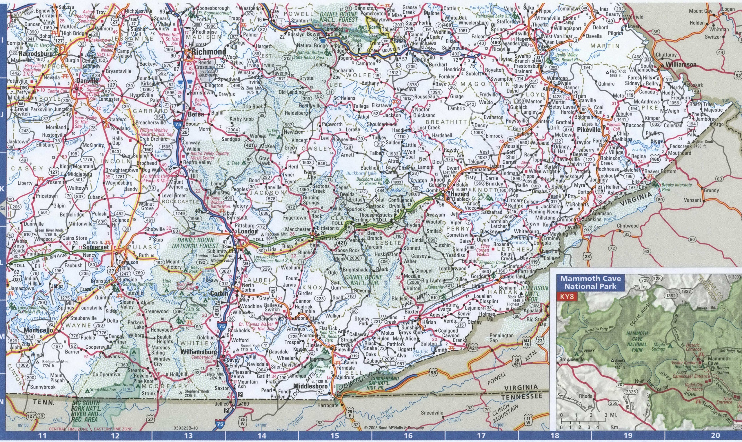Kentucky eastern map. Detailed map of all roads in Eastern Kentucky with distances between cities and towns. Kentucky eastern map. Detailed map of all roads in Eastern Kentucky with distances between cities and towns.