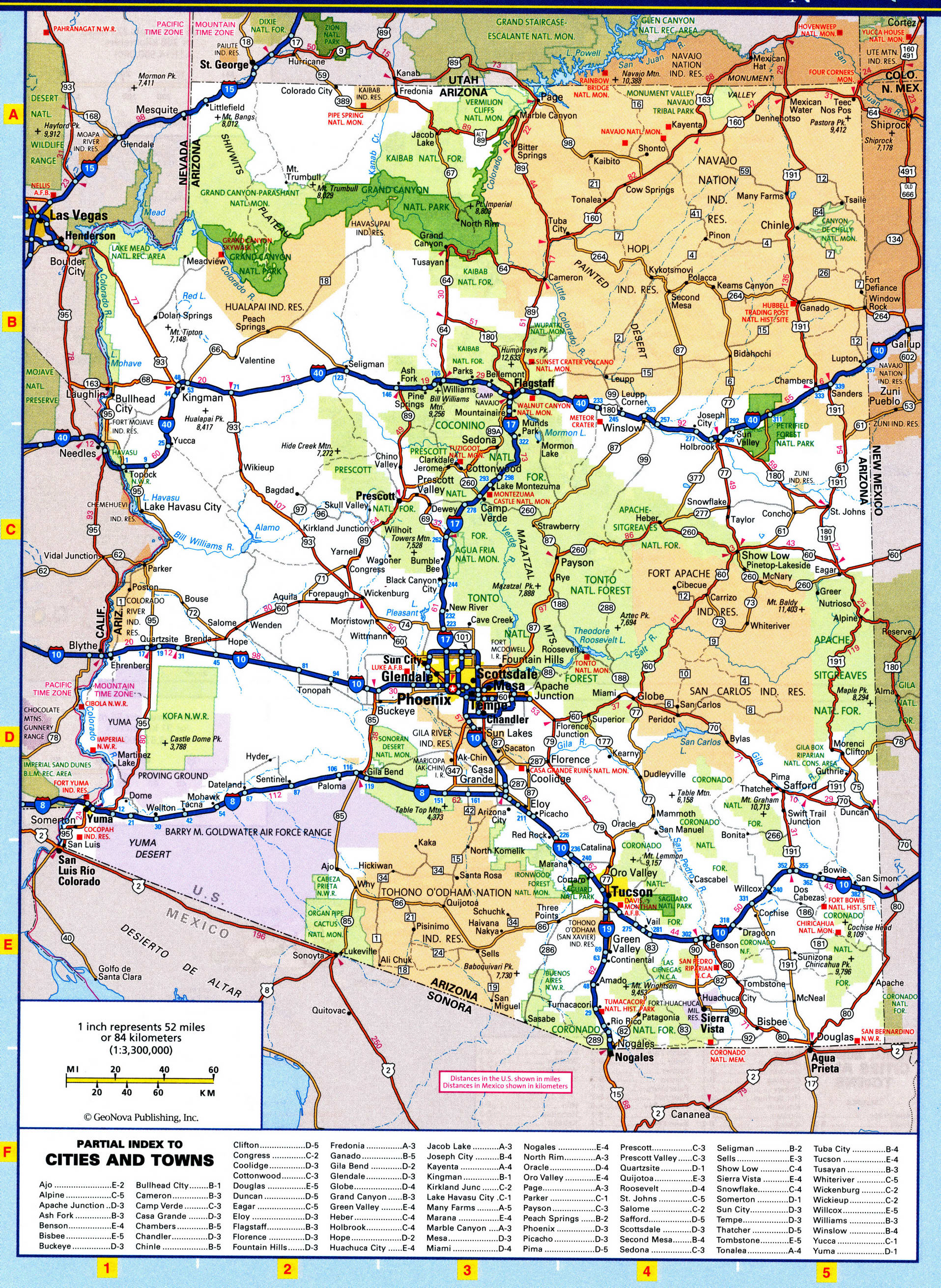 Arizona highway map. Detailed map of the Arizona highway with cities, villages, and rest areas. Arizona highway map. Detailed map of the Arizona highway with cities, villages, and rest areas.
