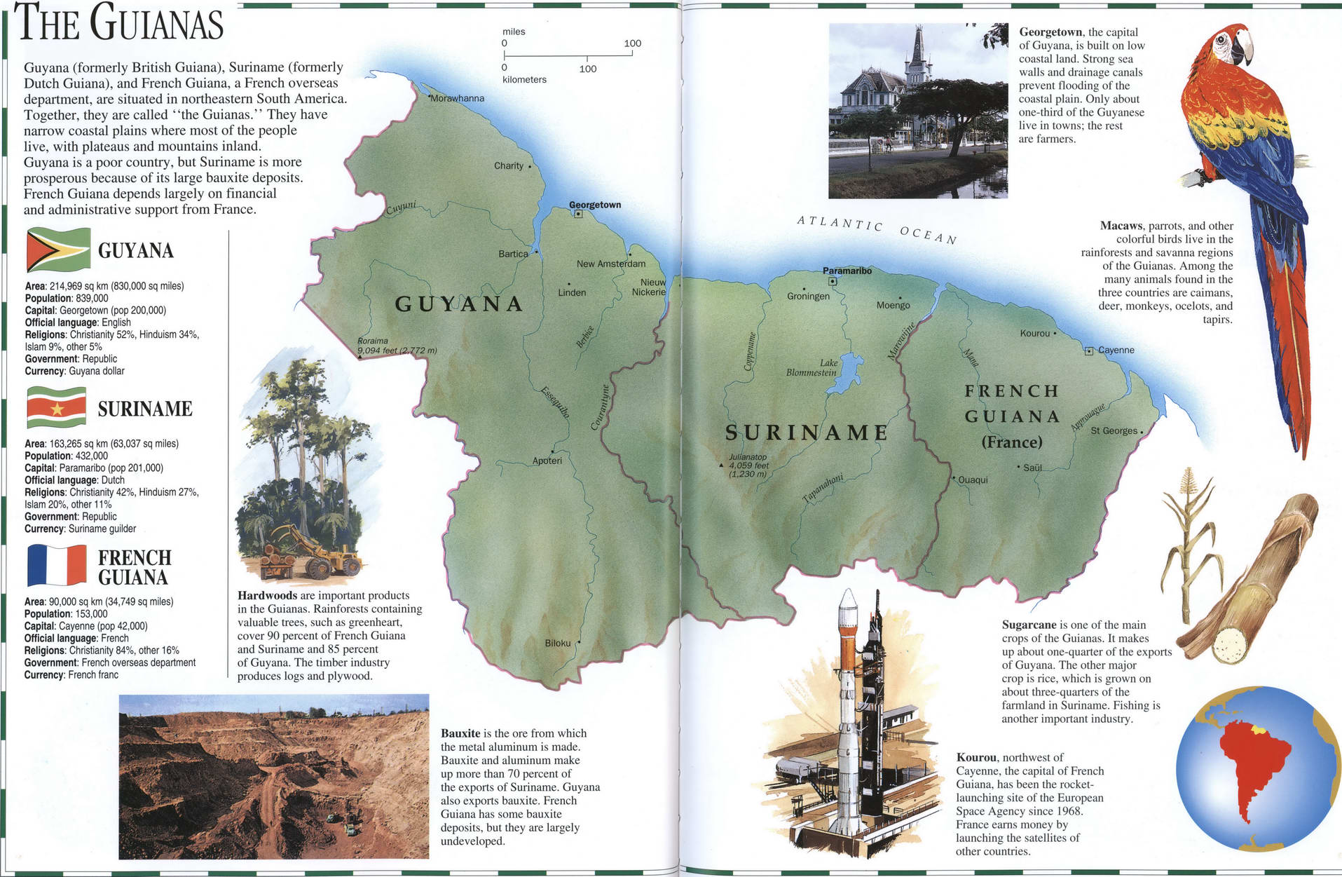 Geography map of Guianas Guyana. Detailed map of Guyana with a brief geographical description. Guyana on the world map. Geography map of Guianas Guyana. Detailed map of Guyana with a brief geographical description. Guyana on the world map.