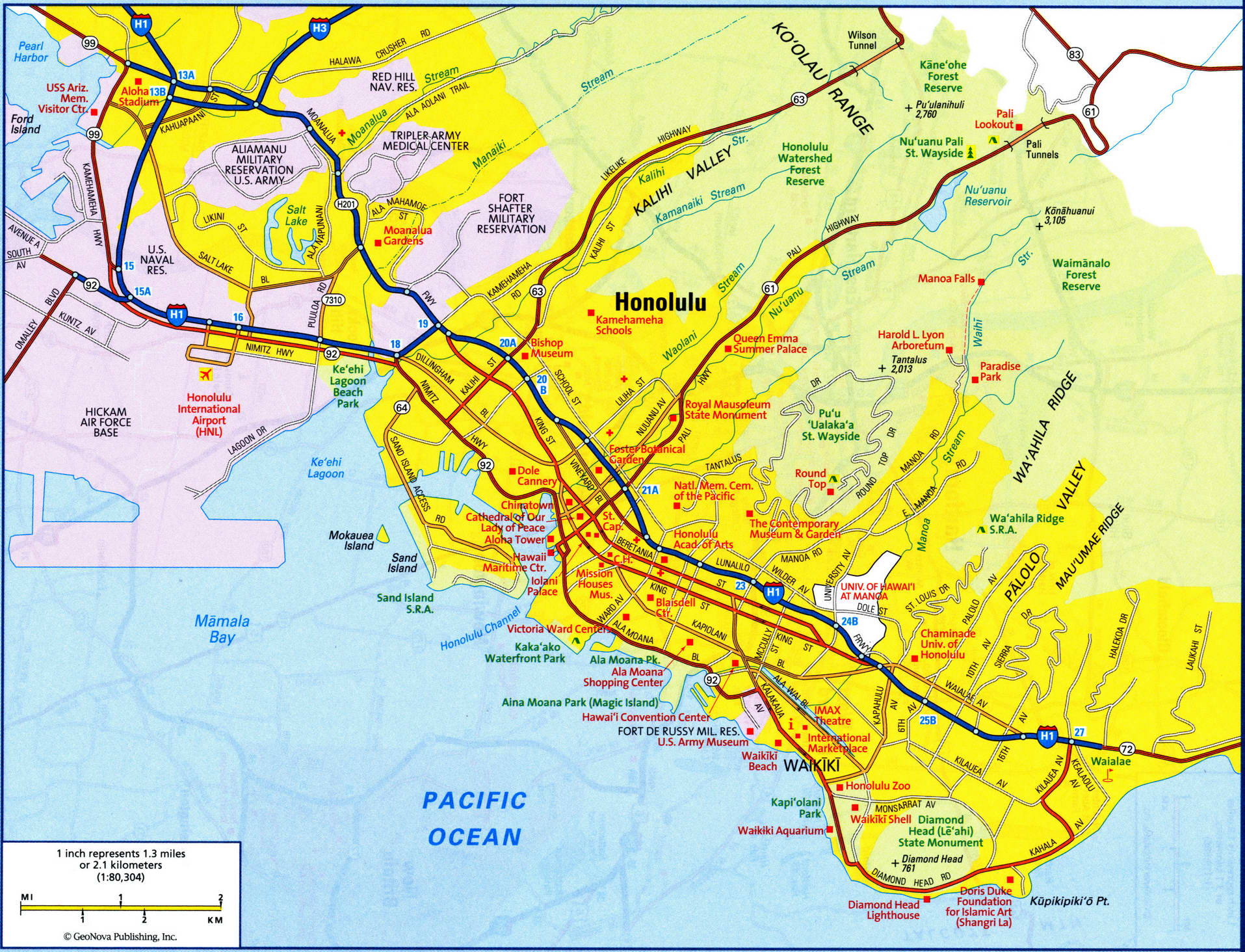 map of Honolulu city