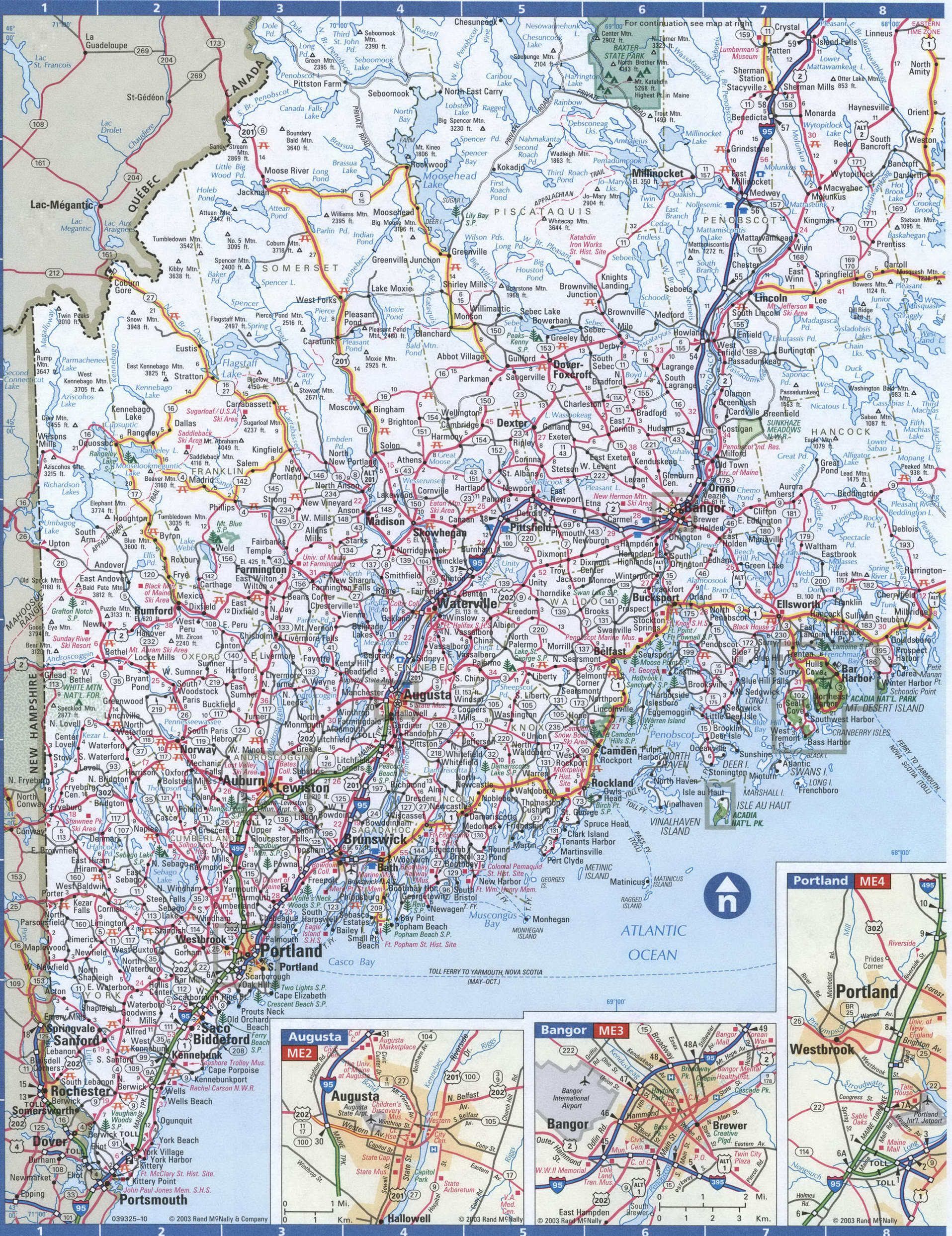 Maine roads map. Detailed map of the state of Maine with cities, villages, and recreational areas. Maine roads map. Detailed map of the state of Maine with cities, villages, and recreational areas.