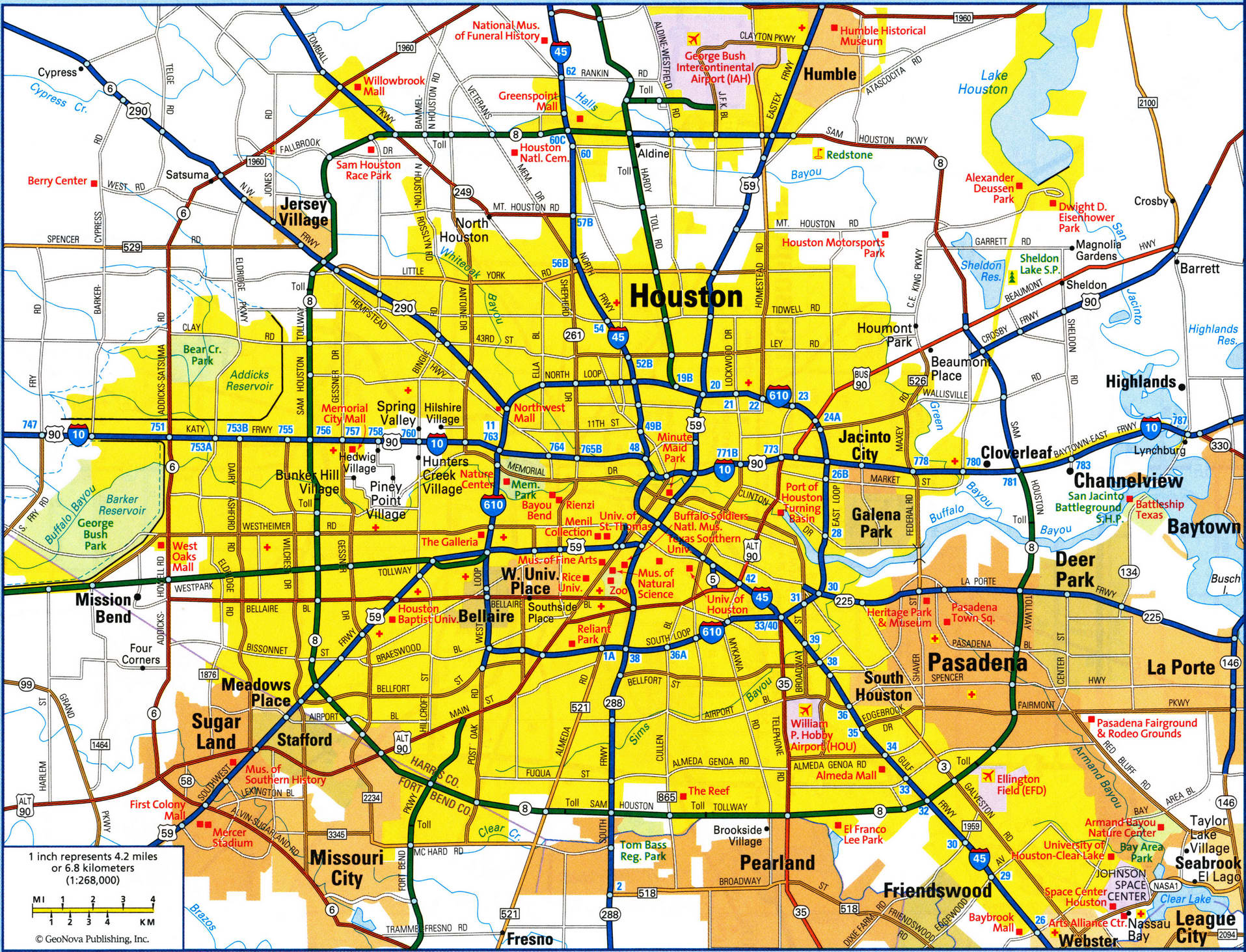 map of Houston city. Detailed map of all roads in Houston and the surrounding areas map of Houston city. Detailed map of all roads in Houston and the surrounding areas