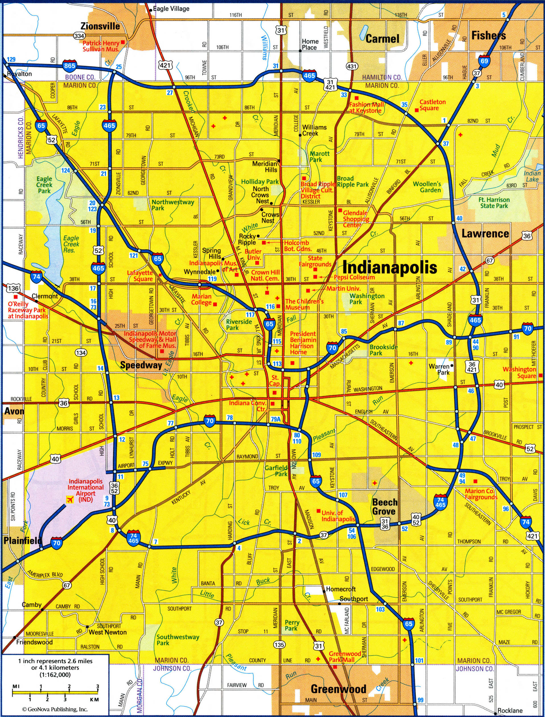 map of Indianapolis city