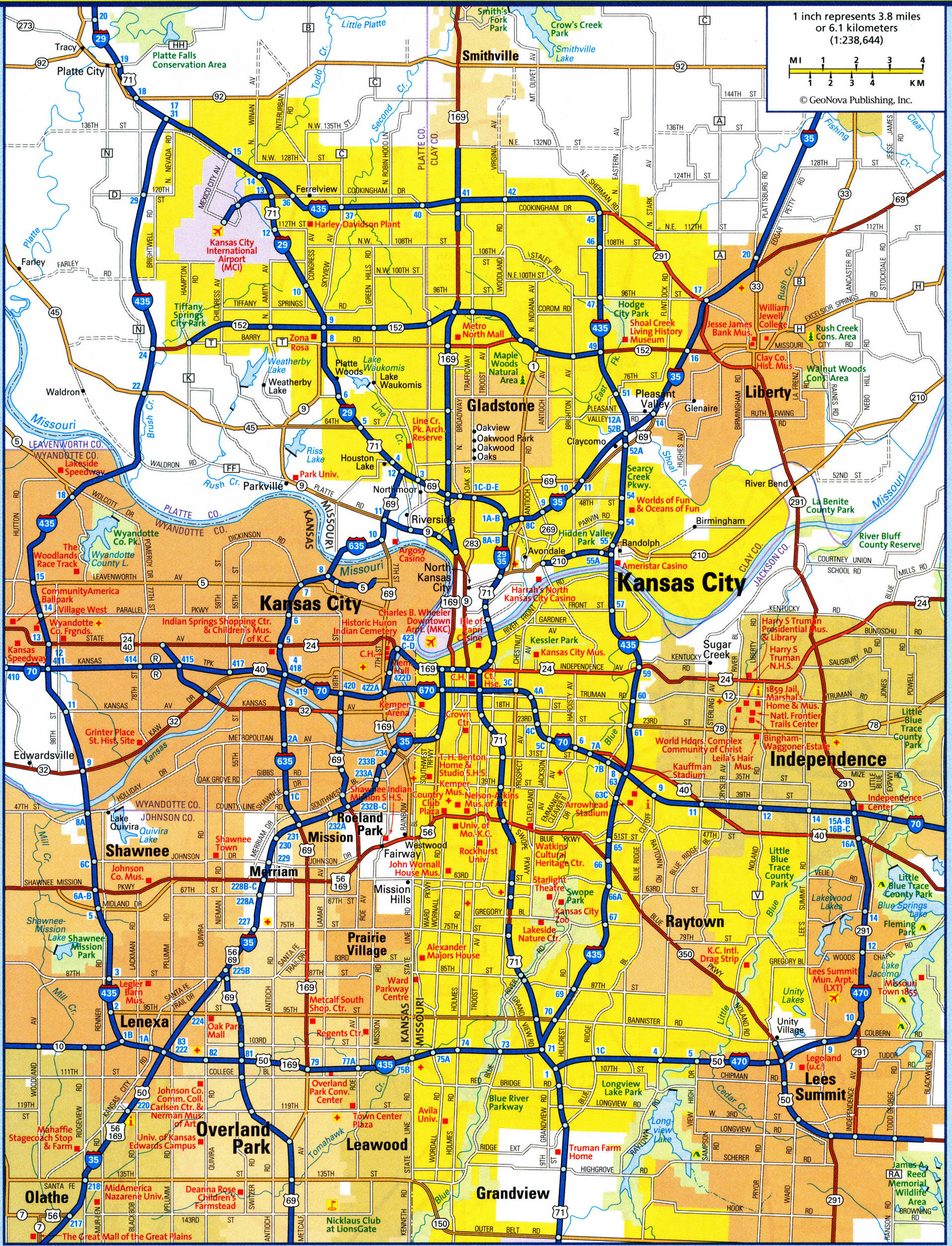 Map of Kansas city. Detailed updated map of all roads in Kansas city and the suburbs Map of Kansas city. Detailed updated map of all roads in Kansas city and the suburbs