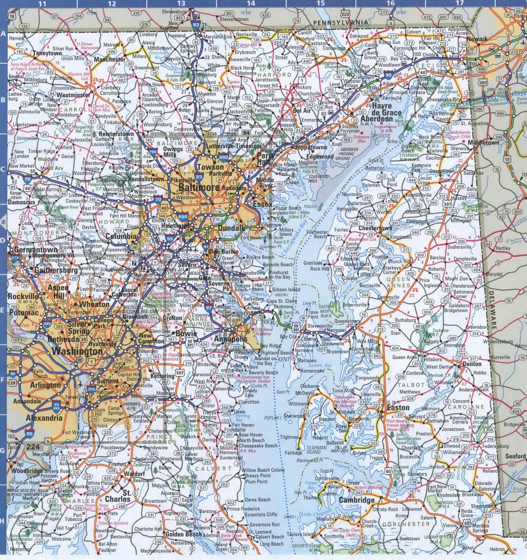 East Maryland map. Detailed map of Maryland with road numbers and distances between cities. East Maryland map. Detailed map of Maryland with road numbers and distances between cities.