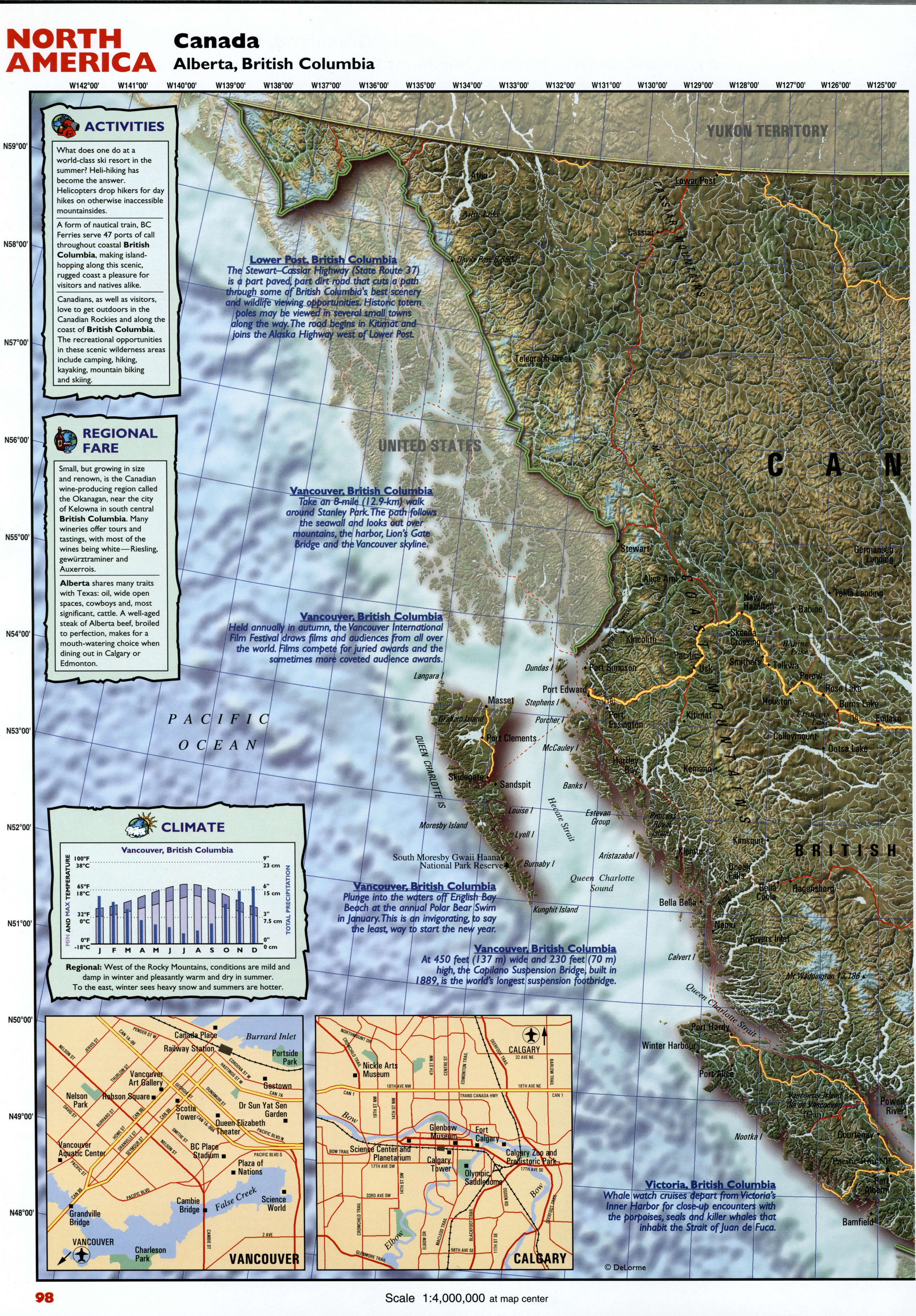 Alberta and British Columbia map. Detailed map of Alberta and British Columbia (Canada) with roads, highways, cities, towns, and villages. Alberta and British Columbia map. Detailed map of Alberta and British Columbia (Canada) with roads, highways, cities, towns, and villages.