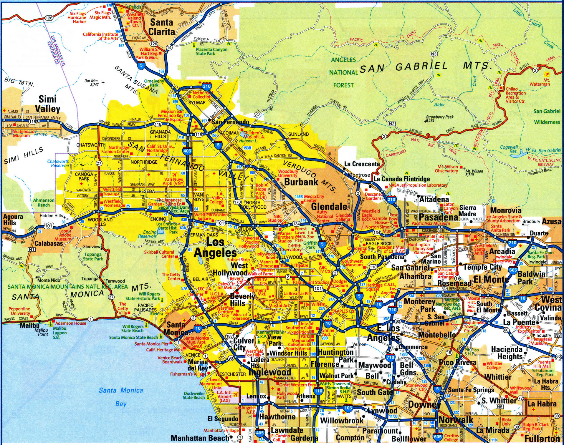 Map of Western Los Angeles city. Detailed updated map of all roads in Los Angeles and the suburbs Map of Western Los Angeles city. Detailed updated map of all roads in Los Angeles and the suburbs