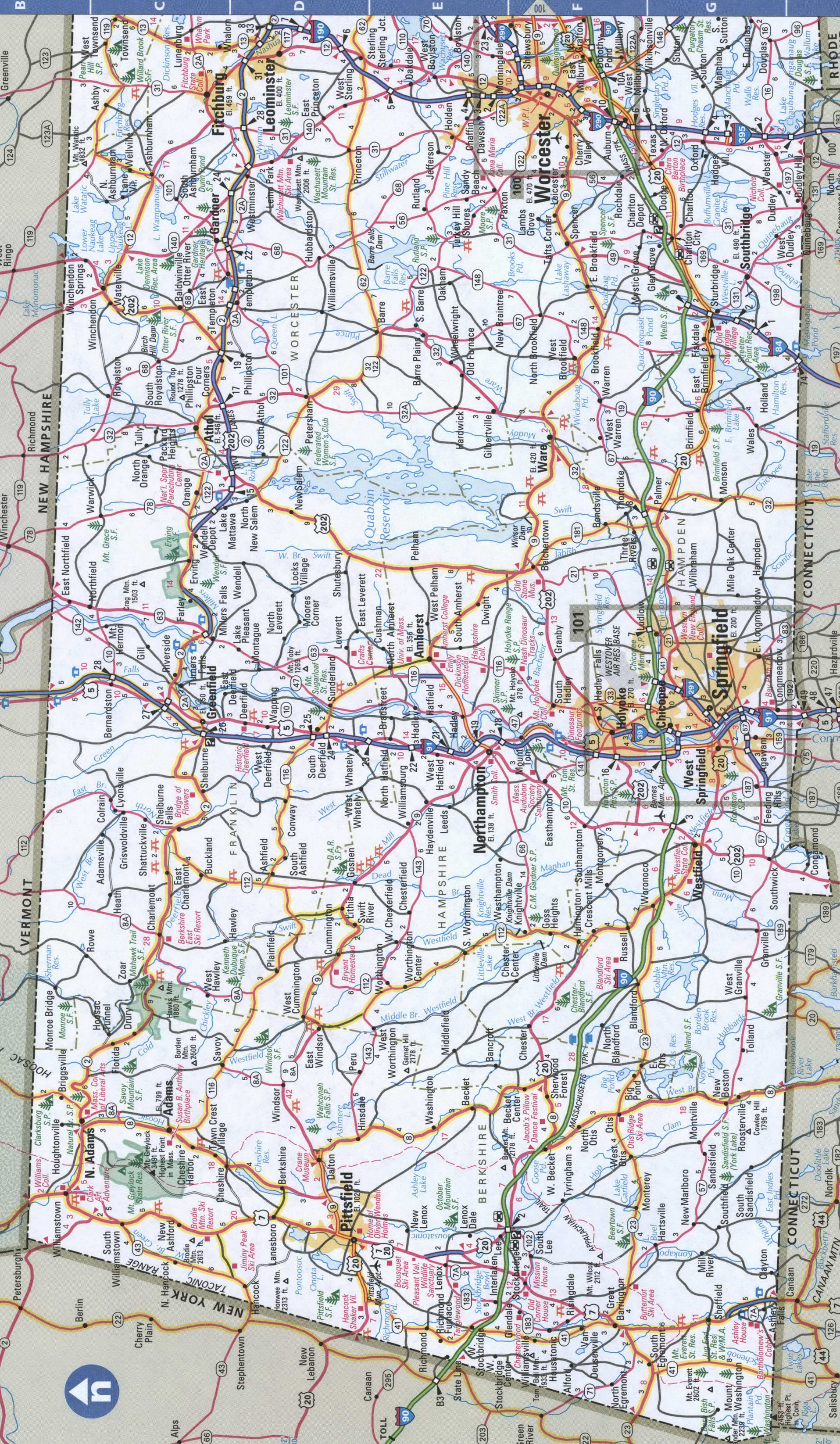 Western Massachusetts map. Detailed map of Western Massachusetts with road numbers and distances between cities. Western Massachusetts map. Detailed map of Western Massachusetts with road numbers and distances between cities.