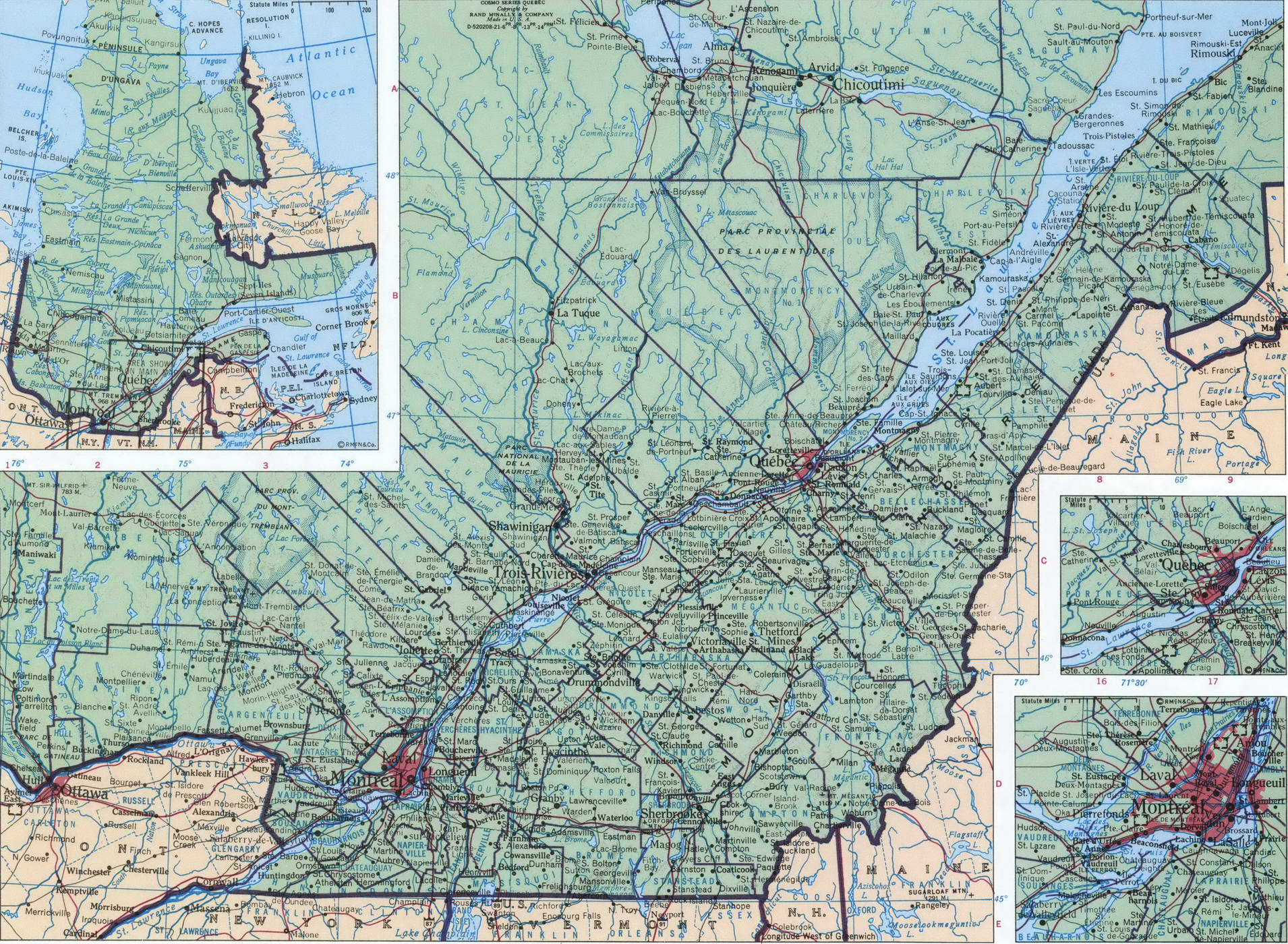 Quebec geographic map. Detailed map of Quebec with cities, towns, and villages. Quebec geographic map. Detailed map of Quebec with cities, towns, and villages.