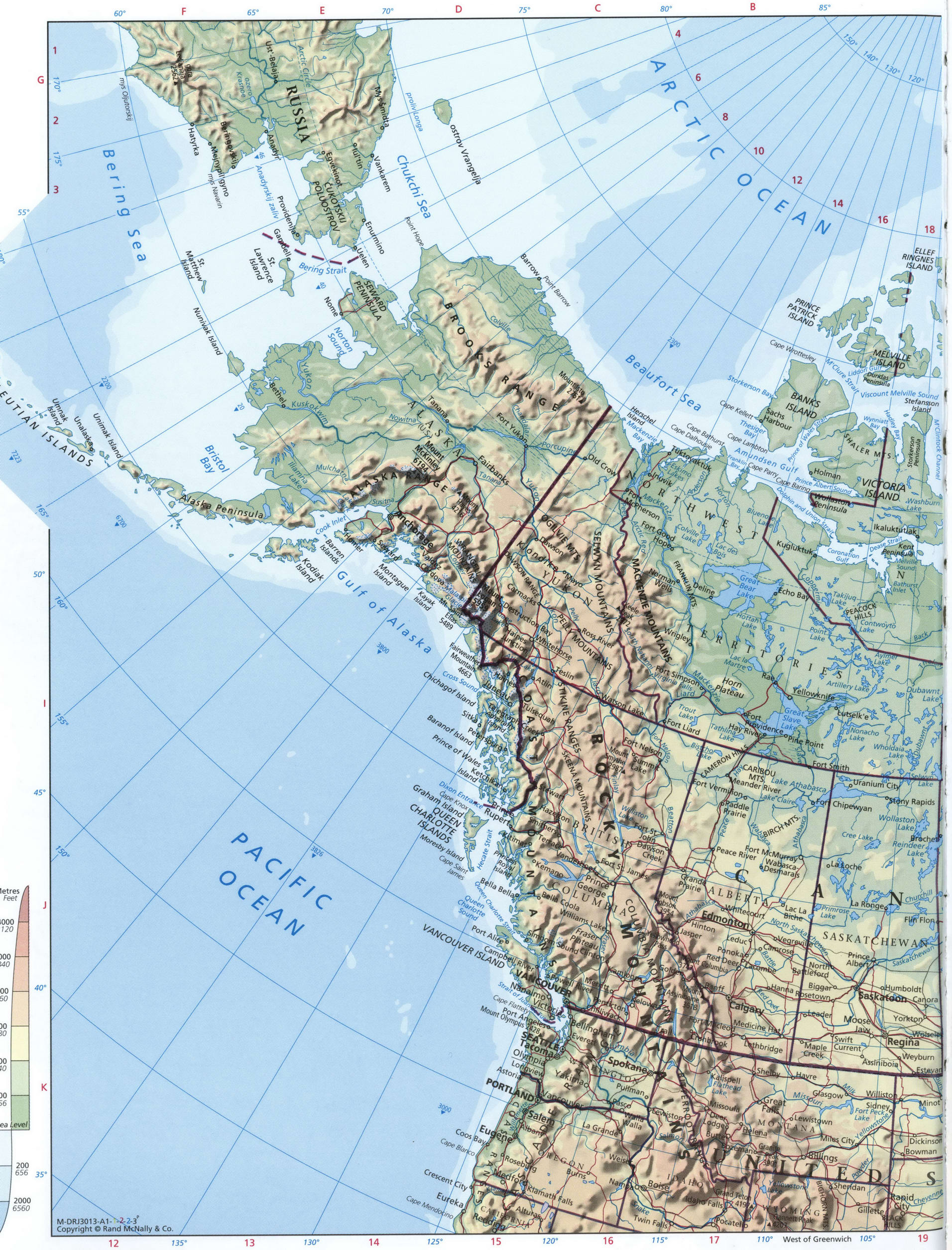Western Canada geographical map. Detailed physical map of Canada with roads, cities, provinces Western Canada geographical map. Detailed physical map of Canada with roads, cities, provinces
