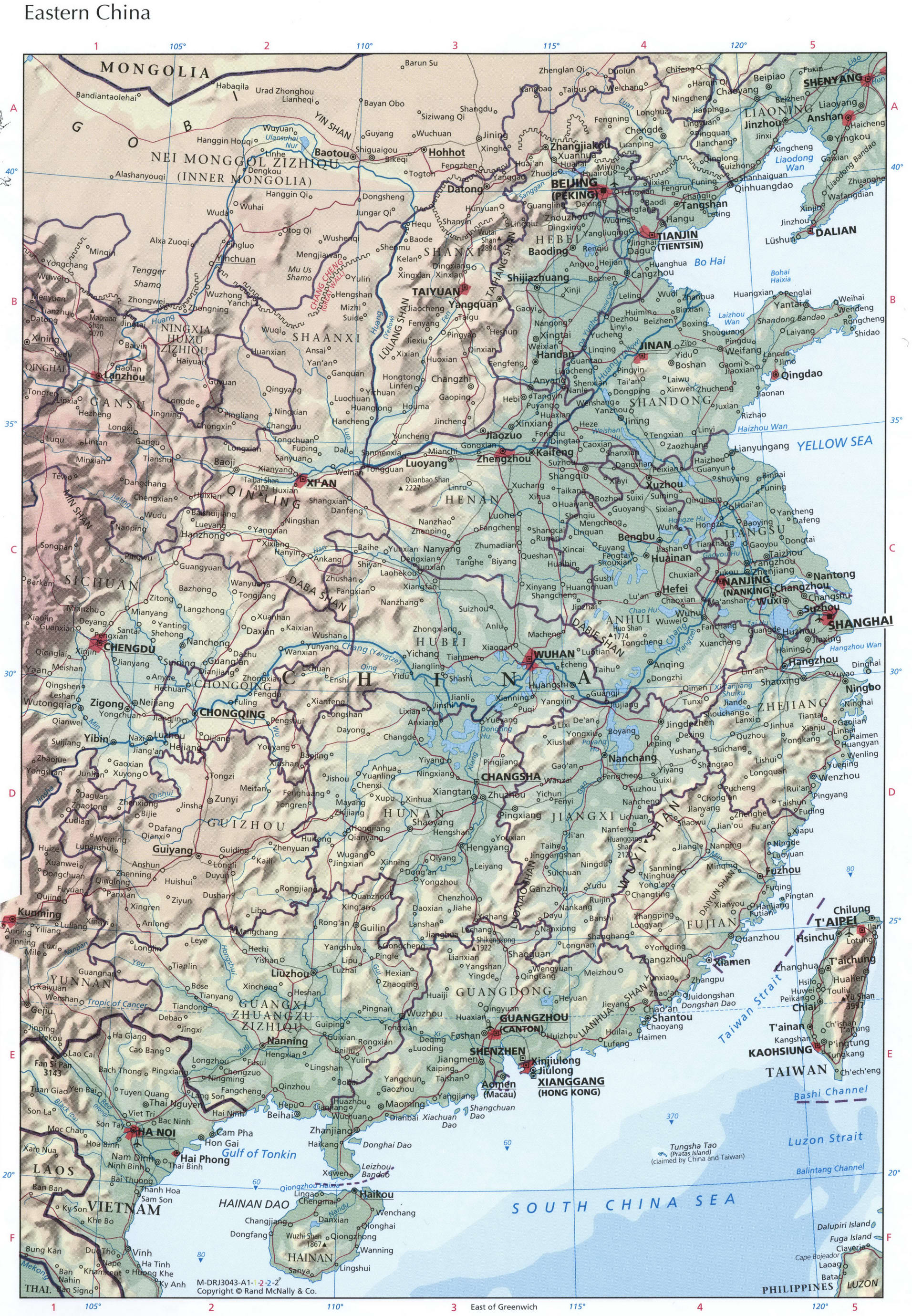 Eastern China map. Detailed physical map of the eastern part of China with cities, roads, and towns. Eastern China map. Detailed physical map of the eastern part of China with cities, roads, and towns.