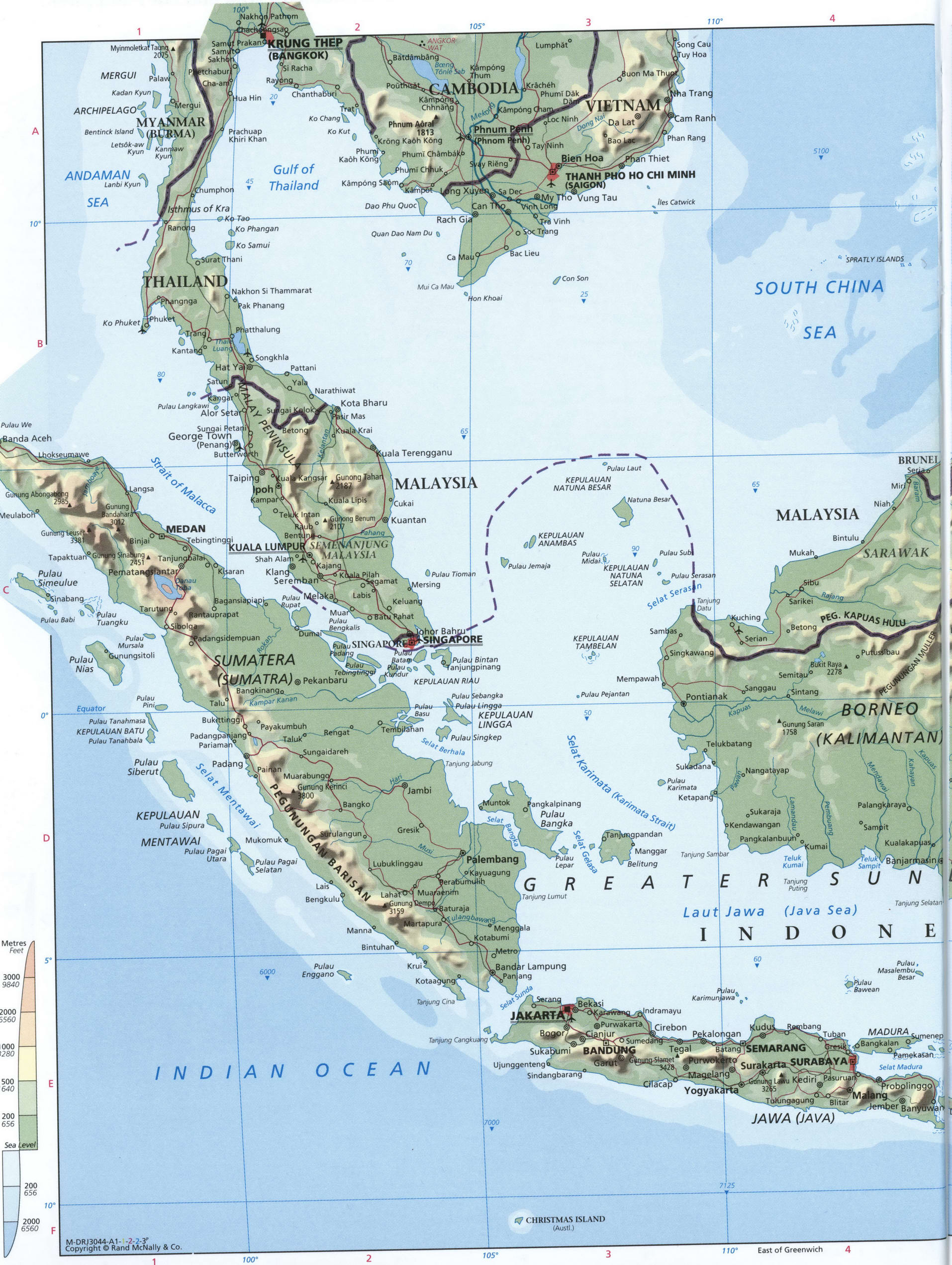 Map of Malaysia. Detailed physical map of Malaysia and Sumatra with cities and borders. Map of Malaysia. Detailed physical map of Malaysia and Sumatra with cities and borders.