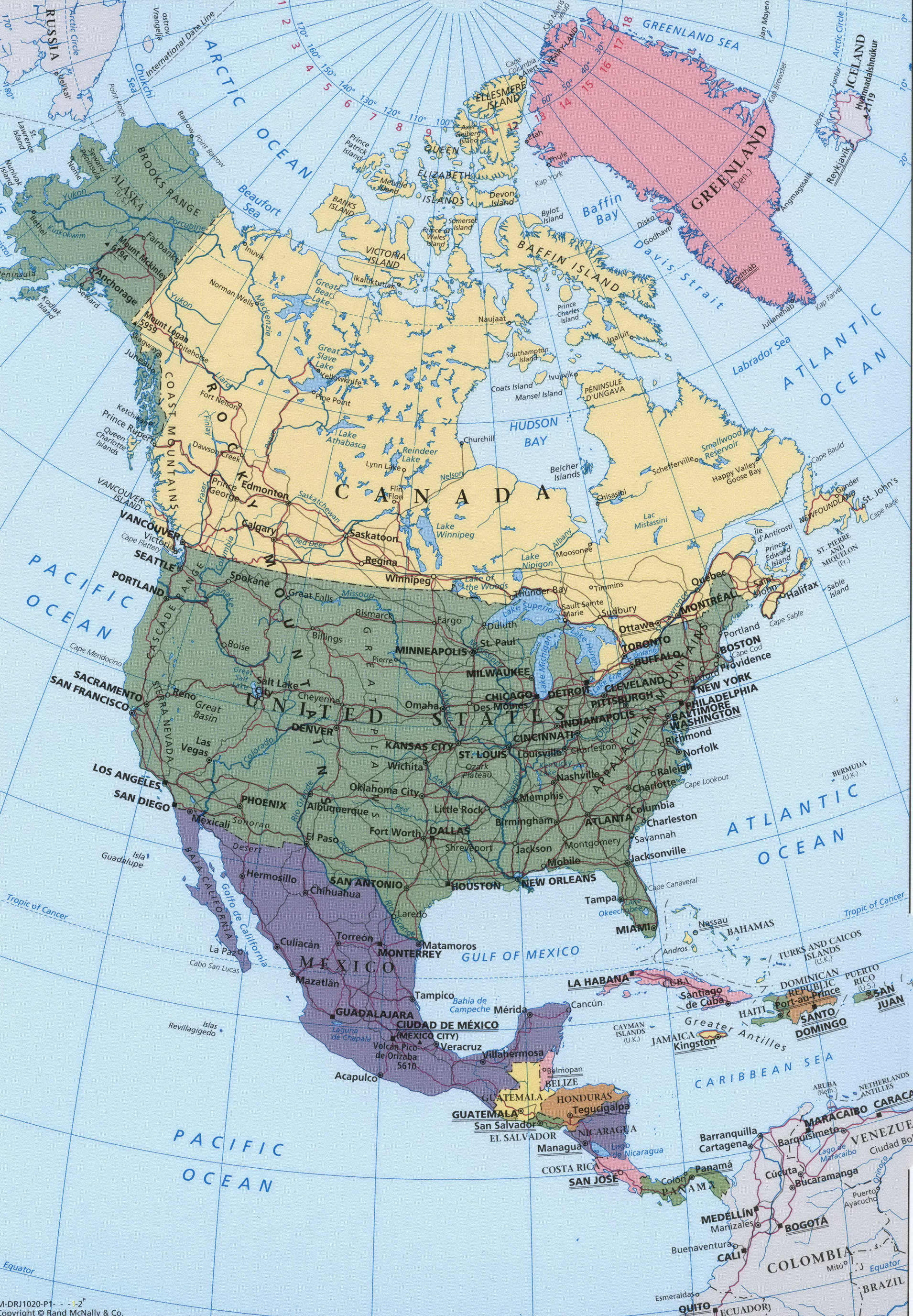 North America political map. A large detailed political map of North America with borders and cities. North America political map. A large detailed political map of North America with borders and cities.
