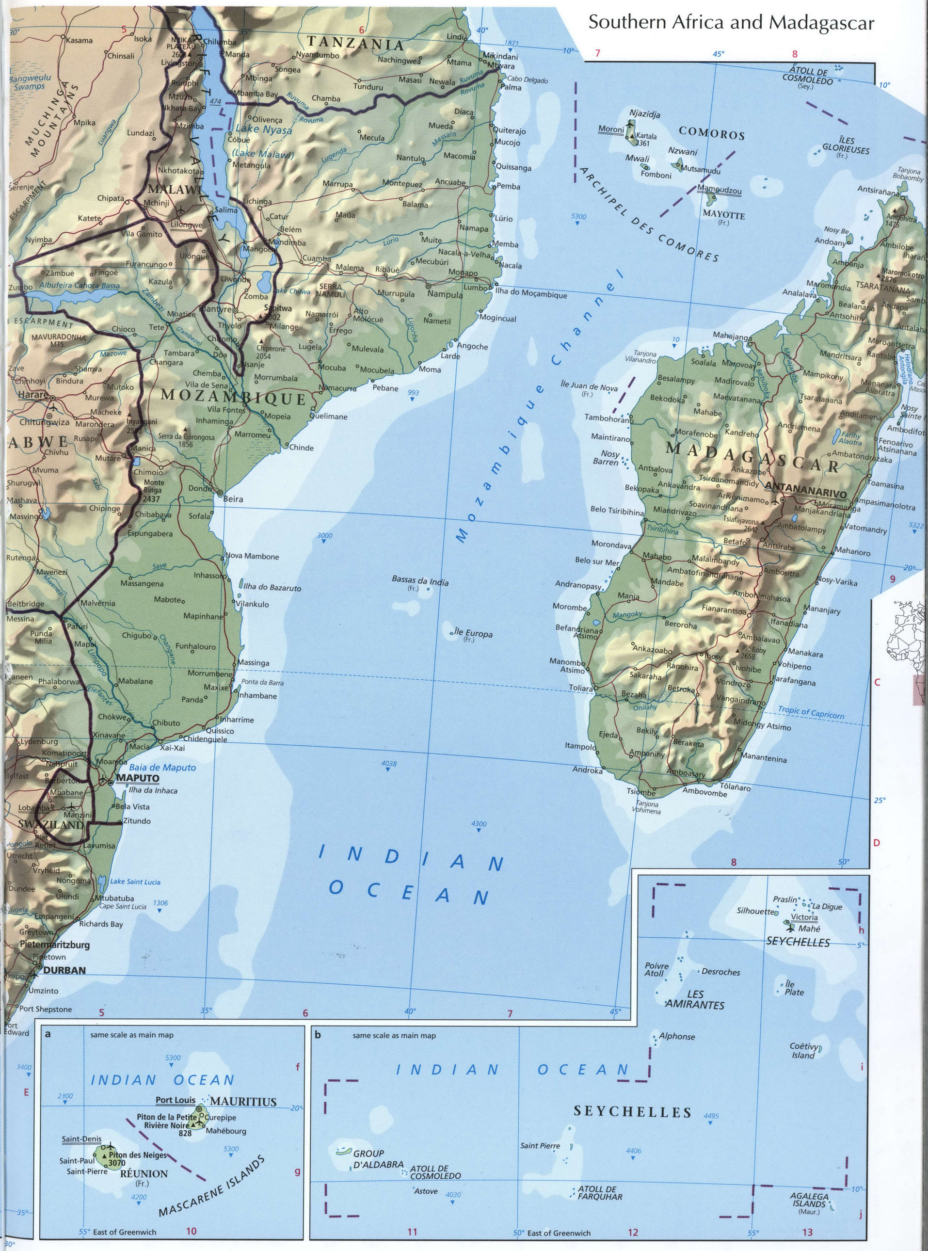 Southern Africa and Madagascar map Southern Africa and Madagascar map