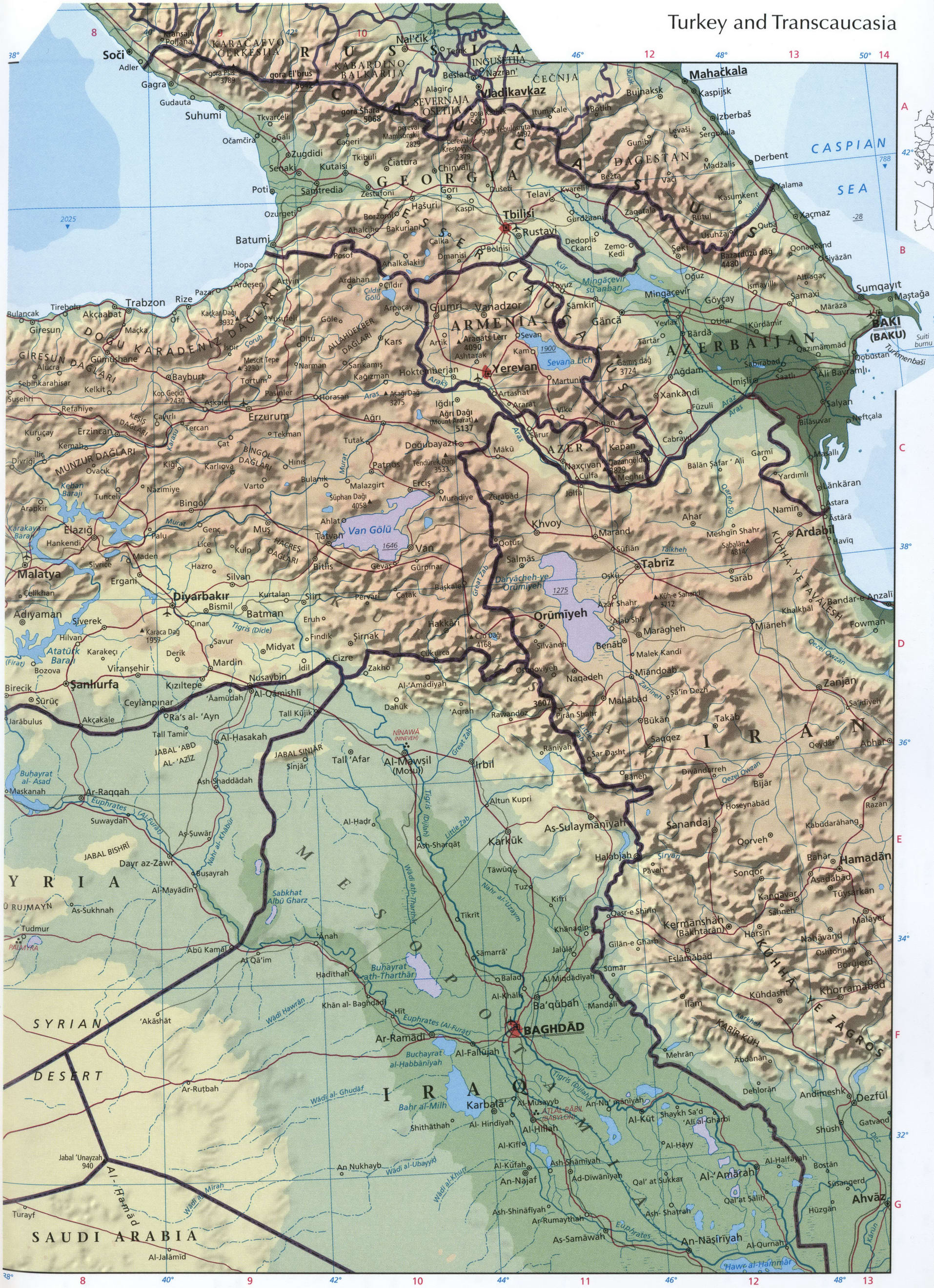 Turkey and Transcaucasia map Turkey and Transcaucasia map